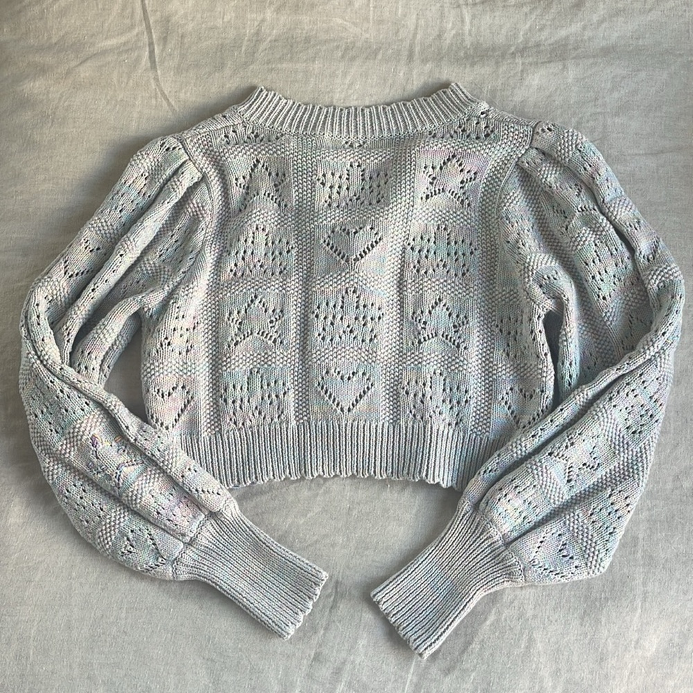 LoveShackFancy Matching Antique Pastel Rainbow Knit Set, Size S Top & XS bottom - Picture 11 of 13